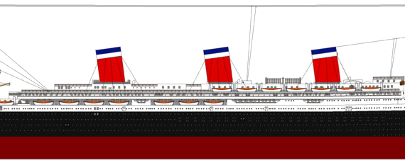 SS Leviathan [ex SS Vaterland Ocean Liner] (1933) - drawings, dimensions, pictures